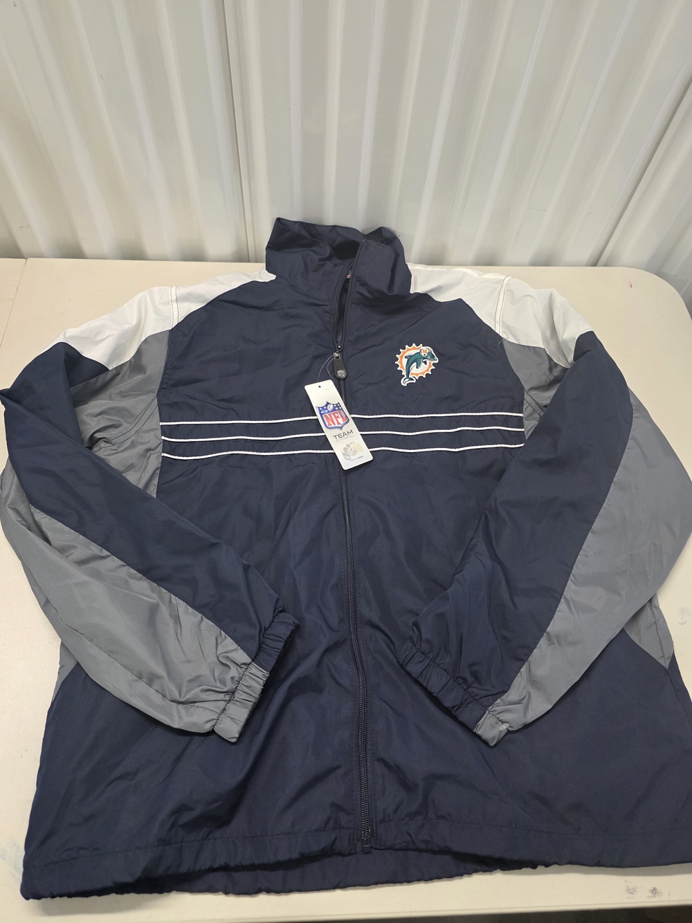 Vintage Miami Dolphins Windbreaker Jacket Mens L NFL Team Apparel Full Zip NWT